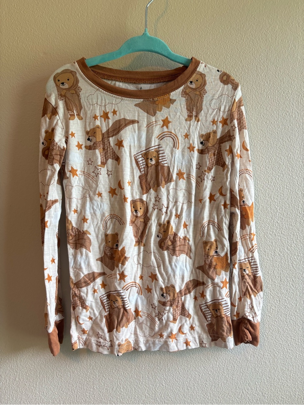Little Sleepies White and Brown Bear Print Pajama Top Bamboo